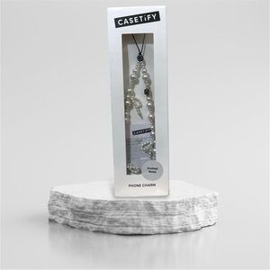 Casetify White Pearl Phone Charm Frosted Bows
